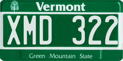VT license plate XMD322
