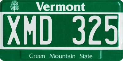 VT license plate XMD325