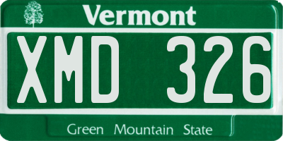 VT license plate XMD326