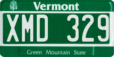 VT license plate XMD329