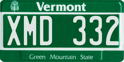 VT license plate XMD332