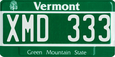 VT license plate XMD333