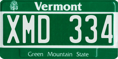 VT license plate XMD334