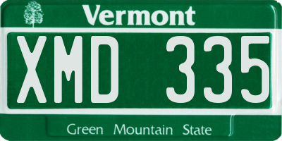 VT license plate XMD335