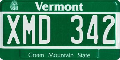 VT license plate XMD342