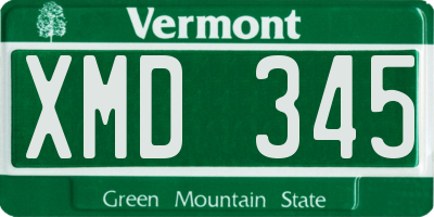 VT license plate XMD345