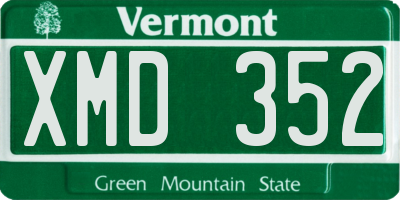VT license plate XMD352