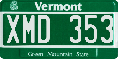 VT license plate XMD353