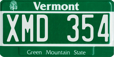VT license plate XMD354