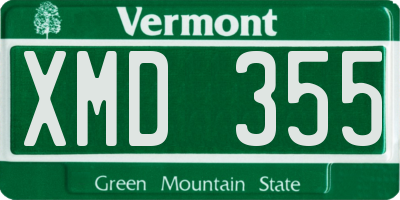 VT license plate XMD355