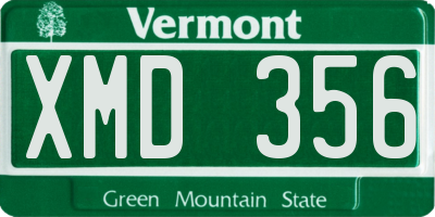 VT license plate XMD356