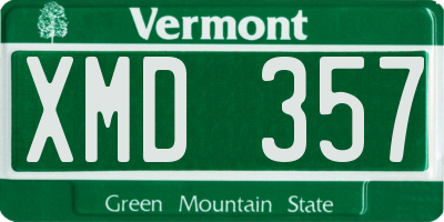 VT license plate XMD357