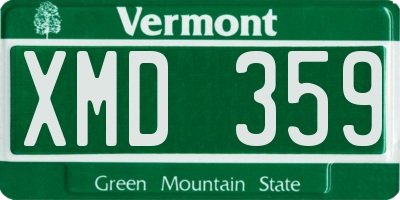 VT license plate XMD359