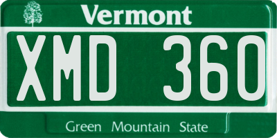 VT license plate XMD360
