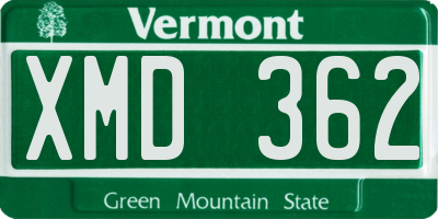 VT license plate XMD362