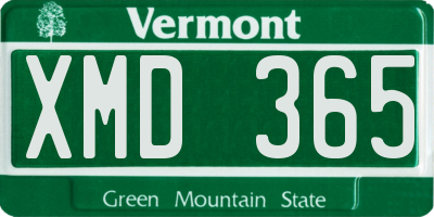 VT license plate XMD365