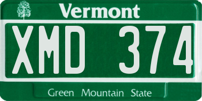 VT license plate XMD374