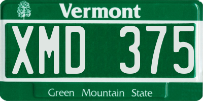 VT license plate XMD375