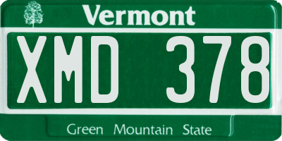 VT license plate XMD378