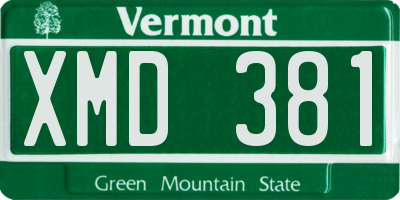 VT license plate XMD381