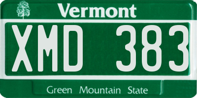 VT license plate XMD383