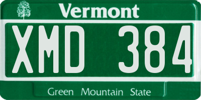 VT license plate XMD384