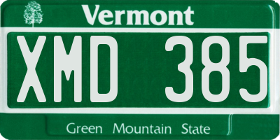 VT license plate XMD385