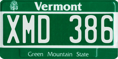 VT license plate XMD386