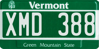 VT license plate XMD388