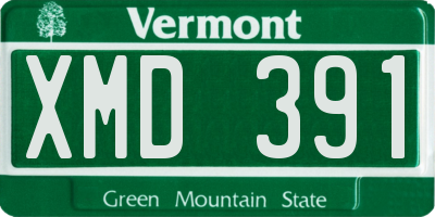 VT license plate XMD391