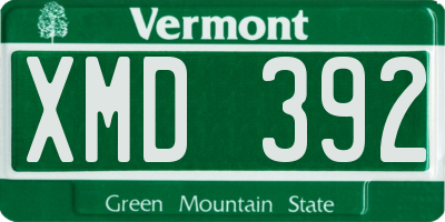 VT license plate XMD392