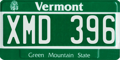 VT license plate XMD396