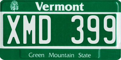 VT license plate XMD399