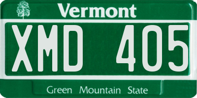 VT license plate XMD405