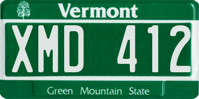 VT license plate XMD412