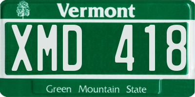 VT license plate XMD418