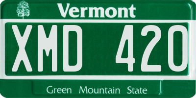 VT license plate XMD420