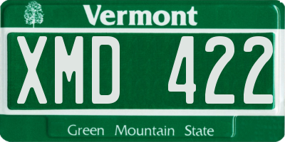 VT license plate XMD422