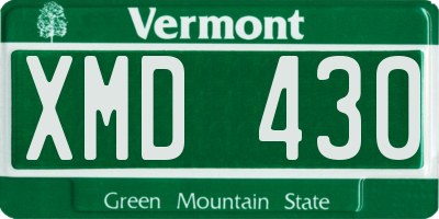 VT license plate XMD430