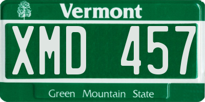 VT license plate XMD457