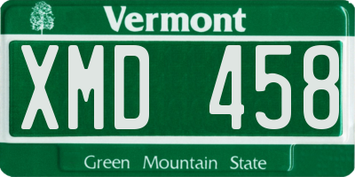 VT license plate XMD458