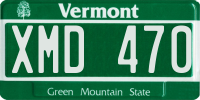 VT license plate XMD470