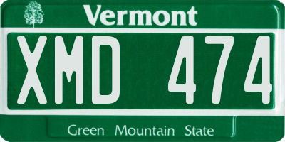 VT license plate XMD474