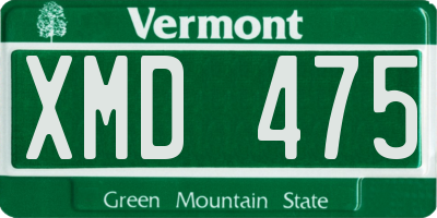 VT license plate XMD475