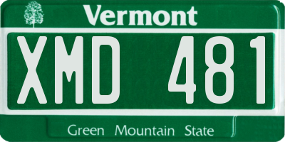 VT license plate XMD481