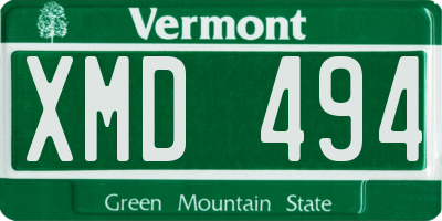 VT license plate XMD494