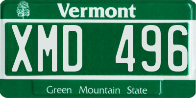 VT license plate XMD496