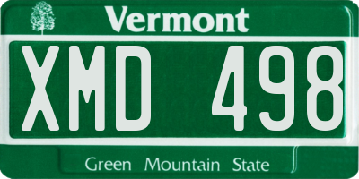 VT license plate XMD498