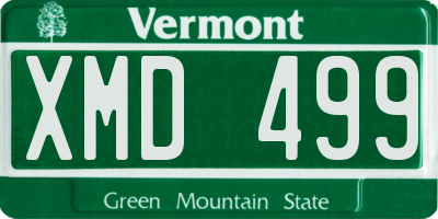 VT license plate XMD499
