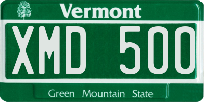 VT license plate XMD500